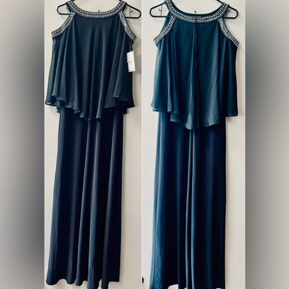 Alex Evenings Cold Shoulder Beaded Neckline Mother of Bride/Groom Gown Sz.10~NWT - Picture 2 of 9